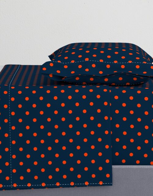 Navy and Orange Polka Dots Sheet Set