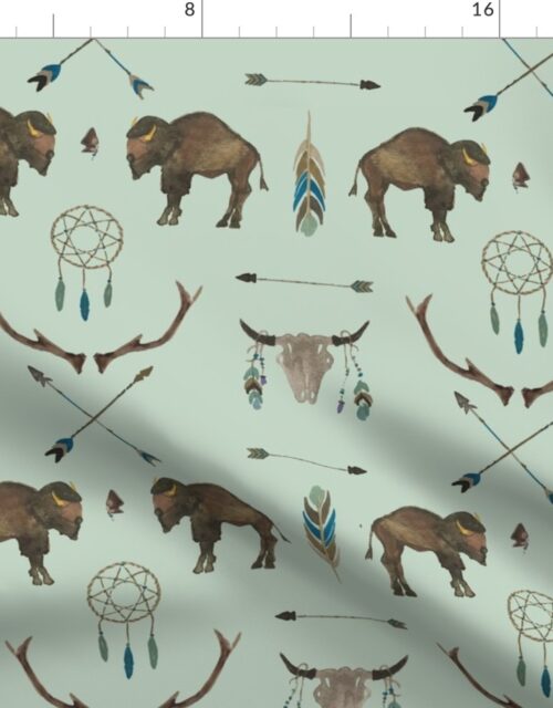 Sage Prairie Buffalo Fabric