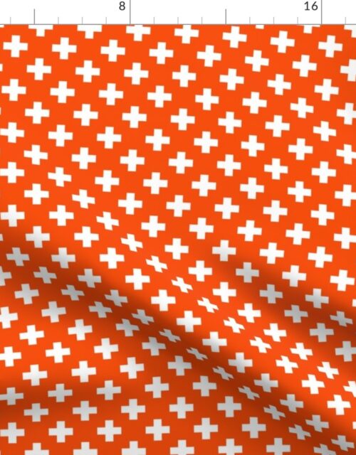 White Crosses on Bright Orange Fabric