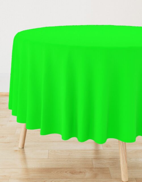 Neon Lime Green Solid Round Tablecloth