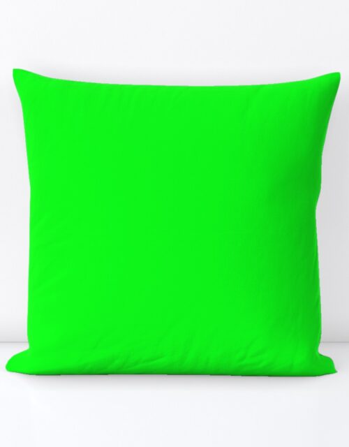 Neon Lime Green Solid Square Throw Pillow