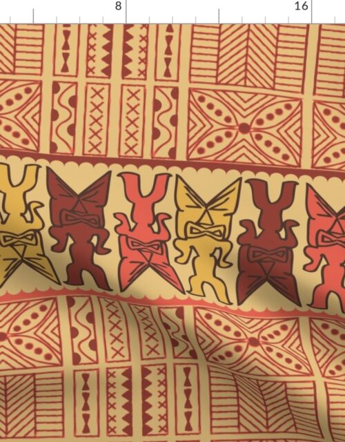 Coco and Red Clay Tiki Luau Tribal Print Fabric