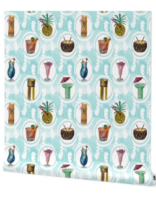 Blue Hawaii in Bubbles with Pikake Wallpaper