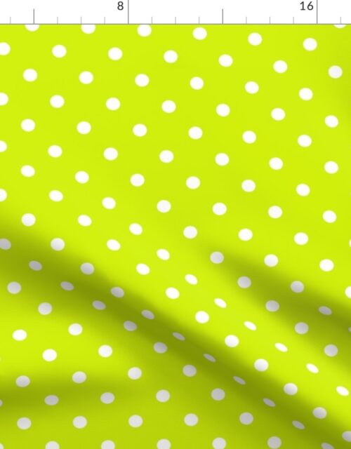White Polkadots on Lime Punch Fabric