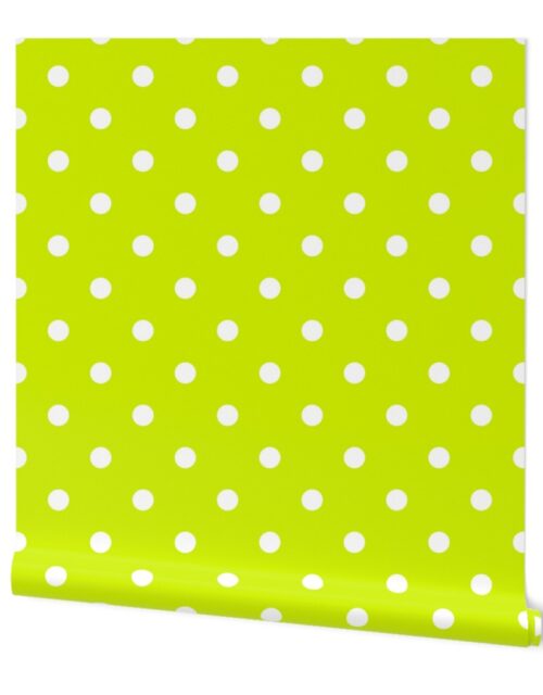 White Polkadots on Lime Punch Wallpaper