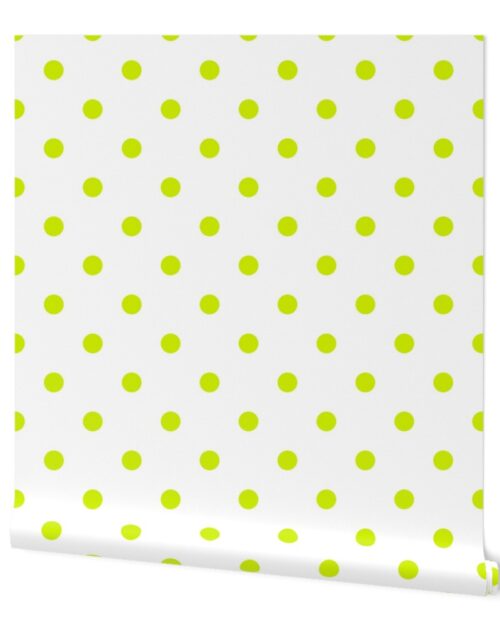 Lime Punch Polkadots on White Wallpaper