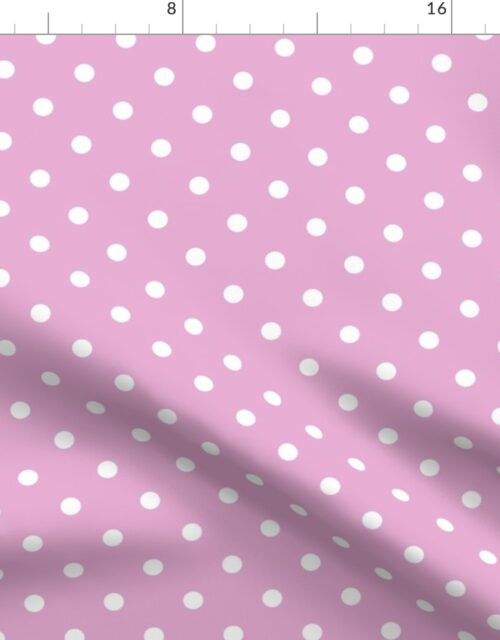 Bright White Polkadots on Pink Lavender Fabric