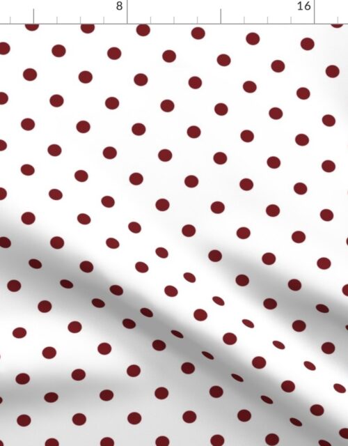 Spiced Apple Red Polkadots on White Fabric