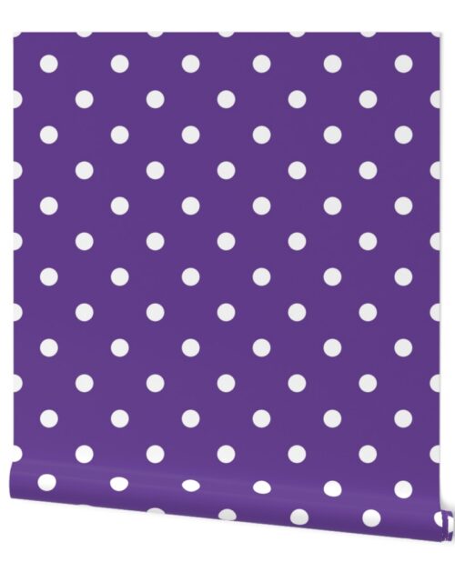 White Polkadots on Ultra Violet Purple Polkadots Wallpaper