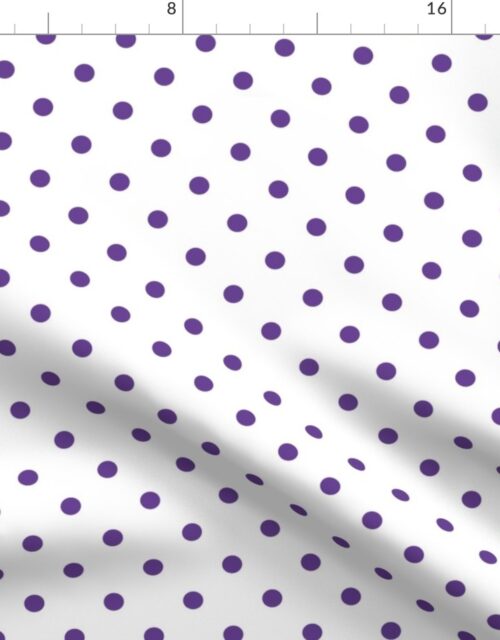 Ultra Violet Purple Polkadots on White Fabric