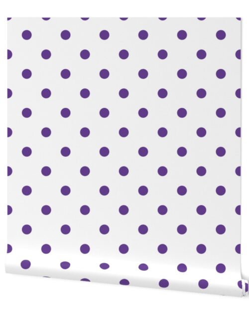 Ultra Violet Purple Polkadots on White Wallpaper