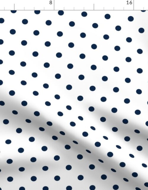 Sailor Blue Polkadots on White Fabric
