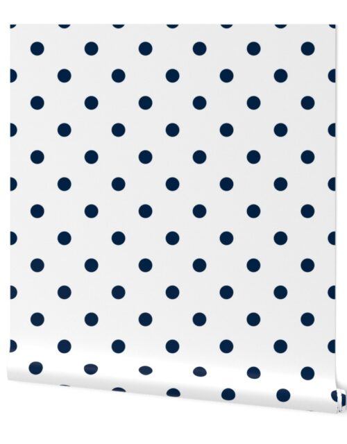 Sailor Blue Polkadots on White Wallpaper