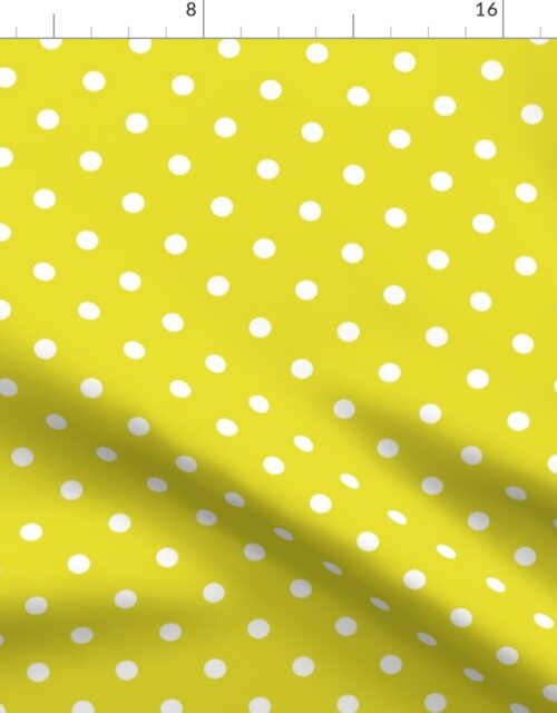 White Polkadots on Meadowlark Yellow Fabric