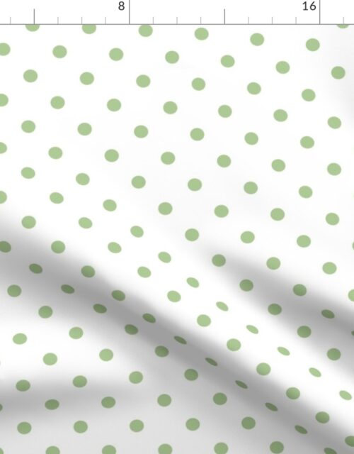 Nile Green Polkadots on White Fabric