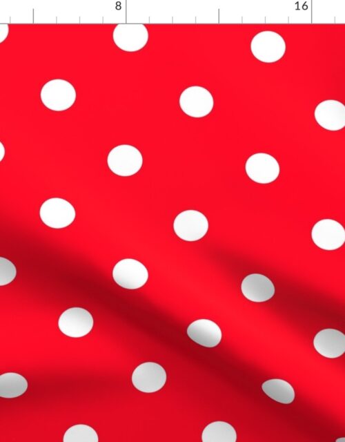 White Polkadots on Cherry Red Fabric