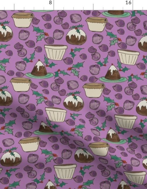 Christmas Plum Pudding with Holly Fabric