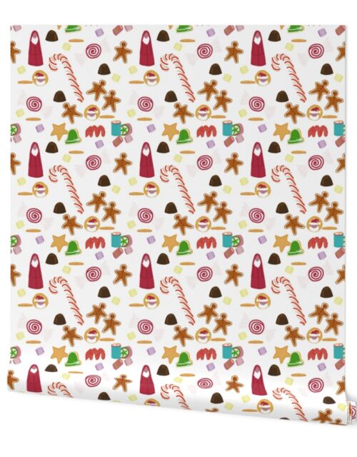 Christmas Sweeties Candies and Chocolates on White Wallpaper