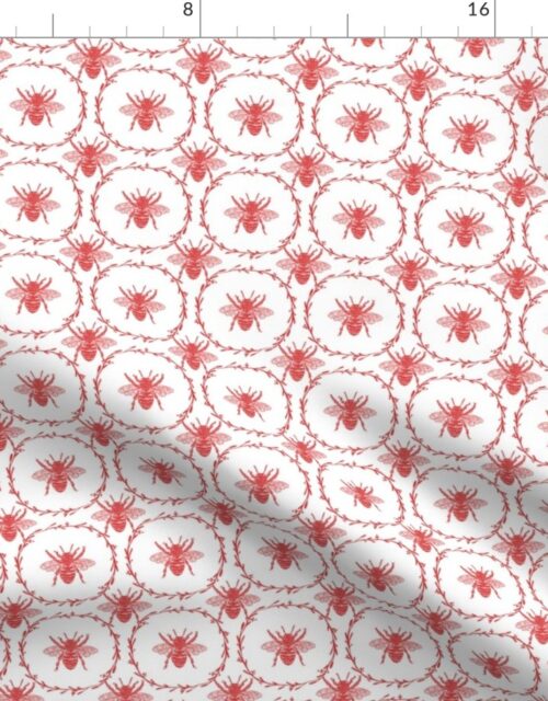 Royal Queen HoneyBees in Red with Wreaths Fabric
