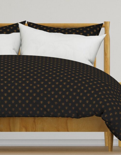 Royal Gold Queen Bees on Black Duvet Cover