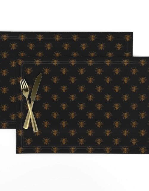 Royal Gold Queen Bees on Black Placemats