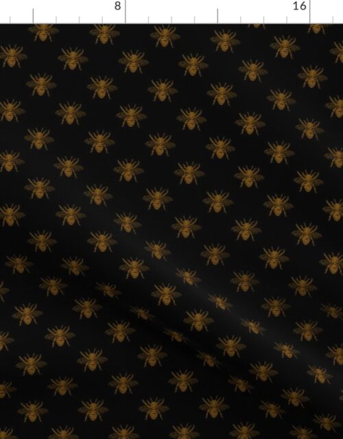 Royal Gold Queen Bees on Black Fabric