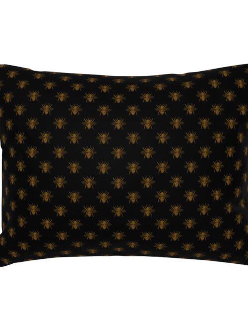 Royal Gold Queen Bees on Black Standard Pillow Sham