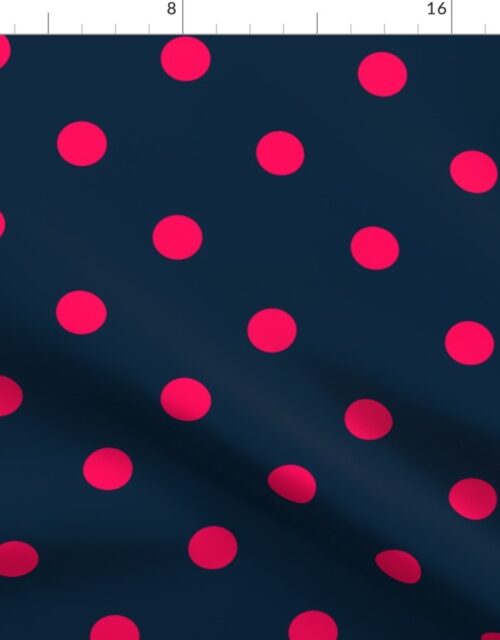 Navy and Neon Hot Pink Jumbo Dots Fabric