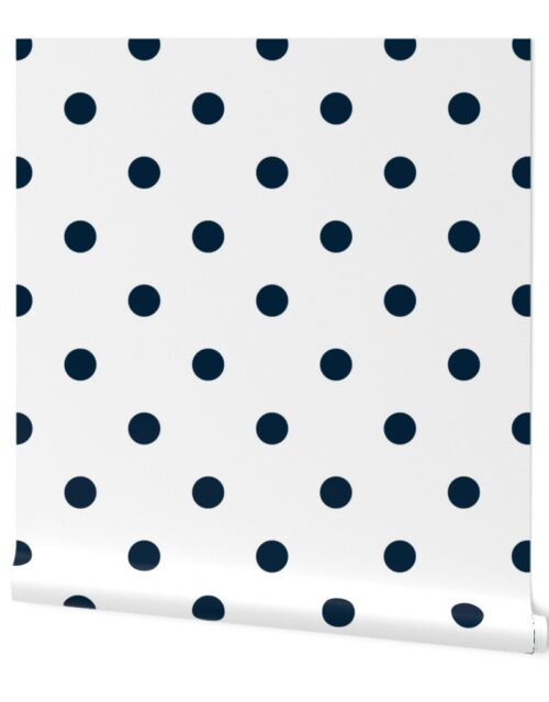 White and Navy Jumbo Dots Wallpaper