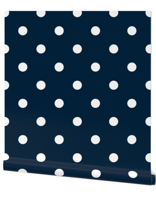 Navy and White Jumbo Dots Wallpaper