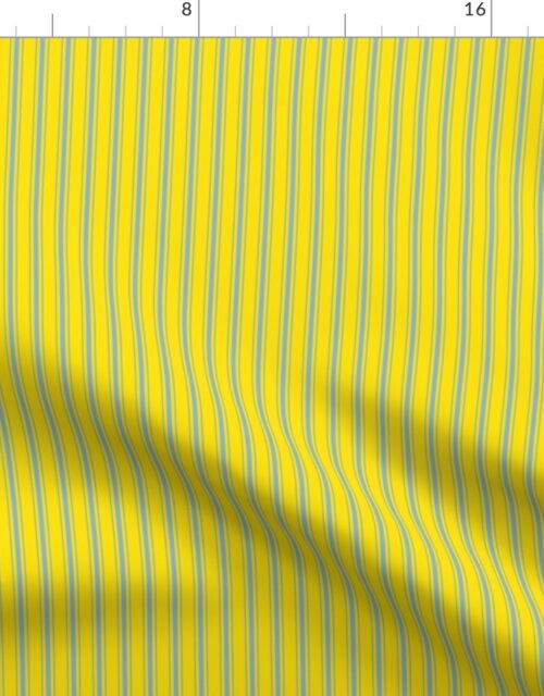 Blue Narrow Mattress Ticking on Yellow Custom Order Fabric