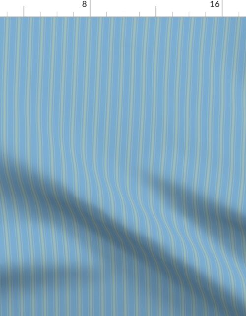 Yellow Narrow Mattress Ticking on Blue Custom Order Fabric