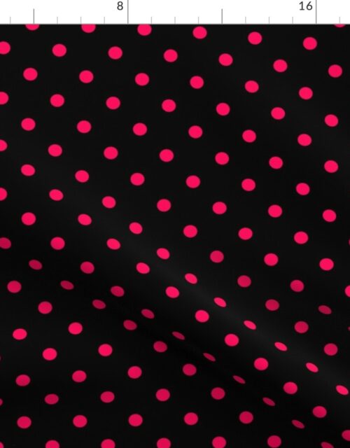 Black Licorice and Hot Pink Polka Dots Fabric