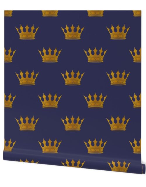 Royal Blue Gold Crowns Wallpaper