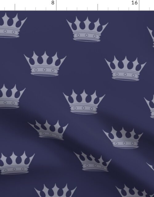 Royal Blue on Blue Crowns Fabric