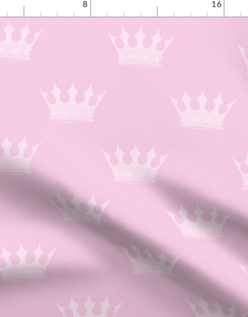 Princess Charlotte Pale Pink Crowns on Pink Fabric