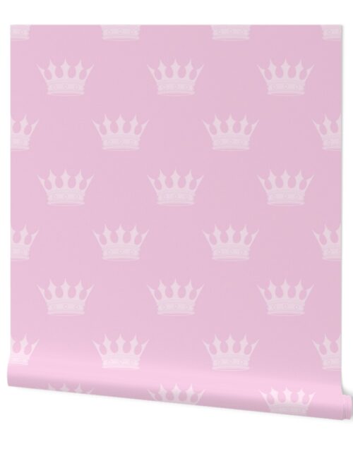 Princess Charlotte Pale Pink Crowns on Pink Wallpaper