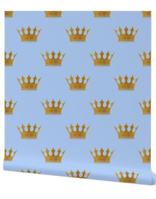 Louis Blue Crown Prince Gold Crowns on Blue Wallpaper
