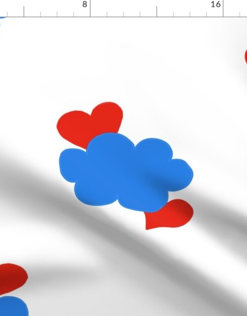 Cloud Hearts Red, White and Blue Sky Fabric