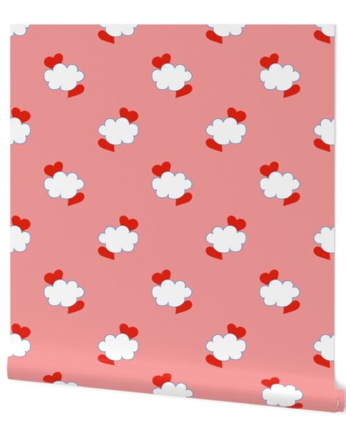 Cloud Hearts on Coral Pink Sky Wallpaper
