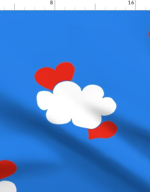 Cloud Hearts on Deep Blue Sky Fabric