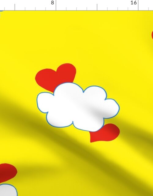 Cloud Heart Sunny Yellow Sky Fabric