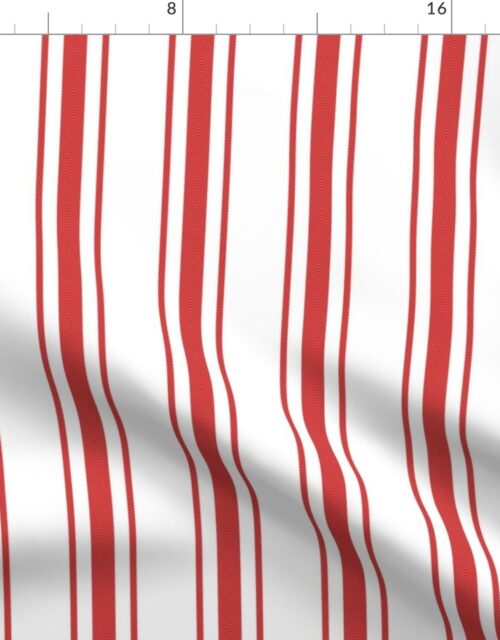 Mattress Ticking Wide Striped Pattern in Red and White Fabric