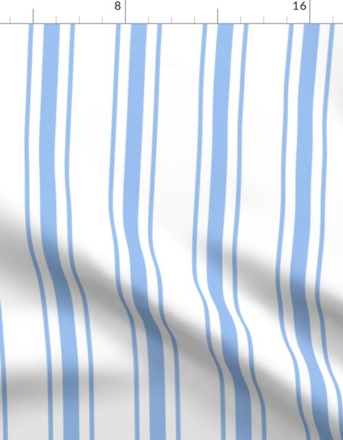 Mattress Ticking Wide Striped Pattern in Pale Blue and White Fabric