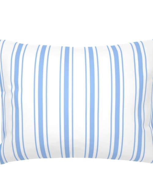 Mattress Ticking Wide Striped Pattern in Pale Blue and White Standard Pillow Sham