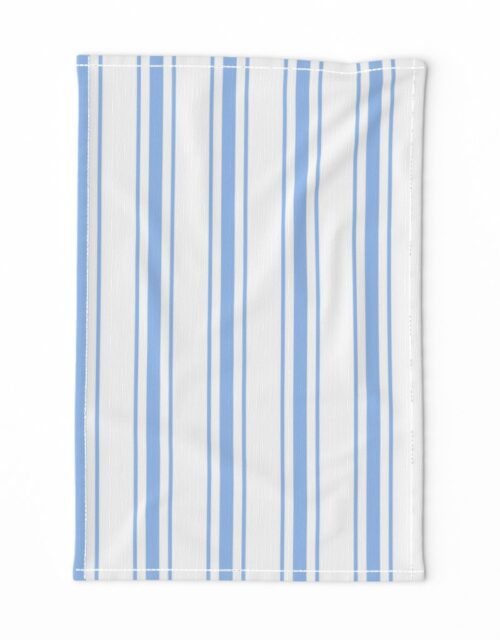 Mattress Ticking Wide Striped Pattern in Pale Blue and White Tea Towel