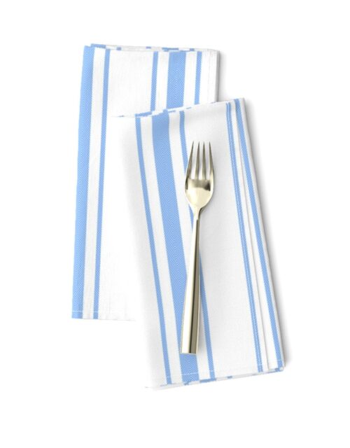 Mattress Ticking Wide Striped Pattern in Pale Blue and White Dinner Napkins
