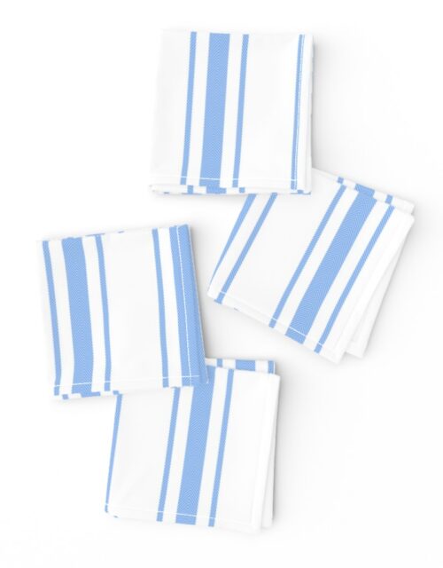 Mattress Ticking Wide Striped Pattern in Pale Blue and White Cocktail Napkins
