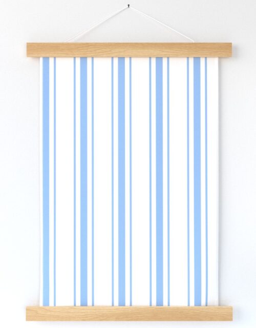 Mattress Ticking Wide Striped Pattern in Pale Blue and White Wall Hanging