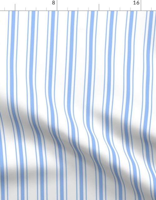 Mattress Ticking Narrow Striped Pattern in Pale Blue and White Fabric